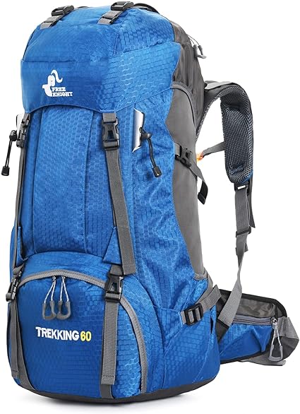 Sac à dos de randonnée léger et imperméable 60L avec housse protection contre la pluie, sac voyage pour l'escalade, le camping