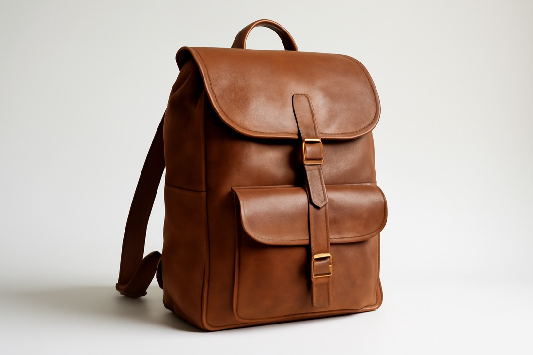Sac à dos en cuir marron pour homme